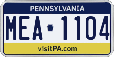 PA license plate MEA1104