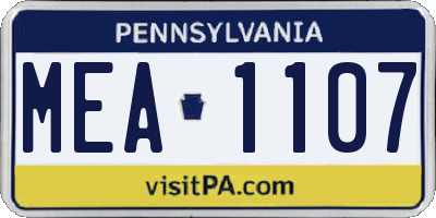 PA license plate MEA1107