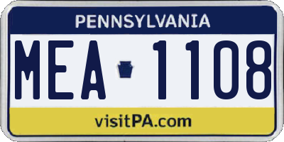 PA license plate MEA1108