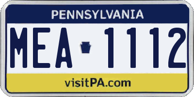 PA license plate MEA1112