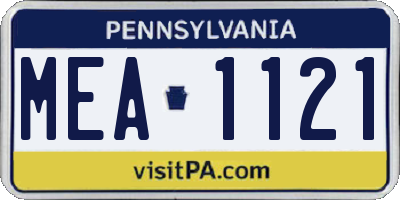 PA license plate MEA1121