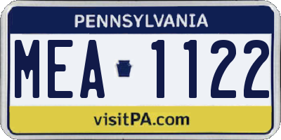 PA license plate MEA1122
