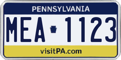 PA license plate MEA1123