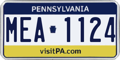 PA license plate MEA1124