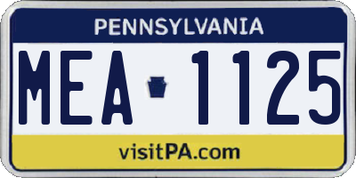 PA license plate MEA1125