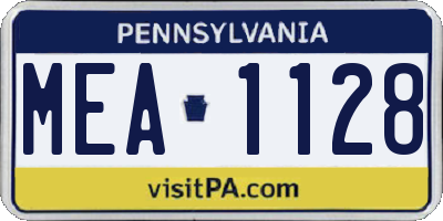 PA license plate MEA1128