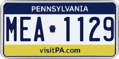 PA license plate MEA1129