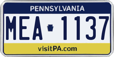 PA license plate MEA1137