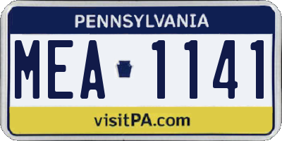 PA license plate MEA1141
