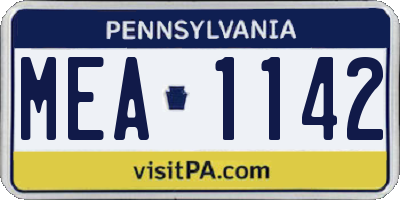 PA license plate MEA1142