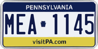 PA license plate MEA1145