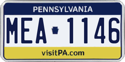 PA license plate MEA1146