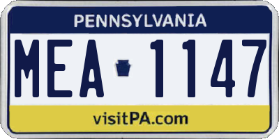 PA license plate MEA1147