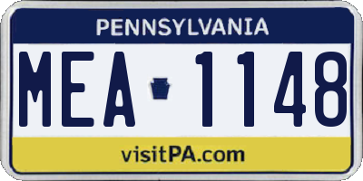 PA license plate MEA1148