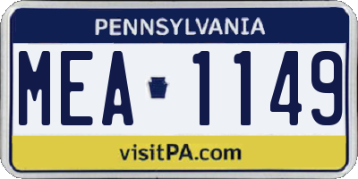 PA license plate MEA1149