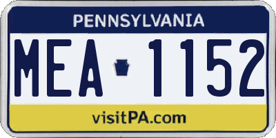 PA license plate MEA1152