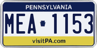 PA license plate MEA1153