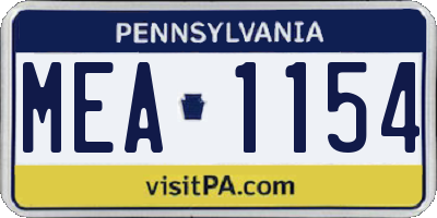 PA license plate MEA1154
