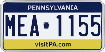 PA license plate MEA1155