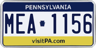 PA license plate MEA1156