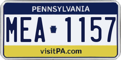 PA license plate MEA1157