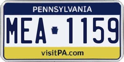 PA license plate MEA1159