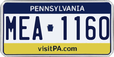 PA license plate MEA1160