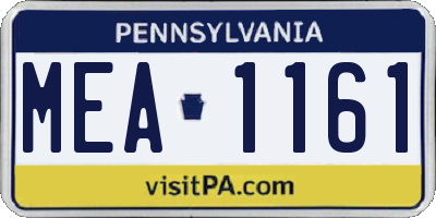 PA license plate MEA1161