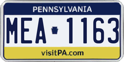 PA license plate MEA1163