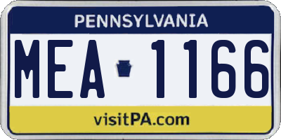 PA license plate MEA1166