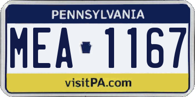 PA license plate MEA1167