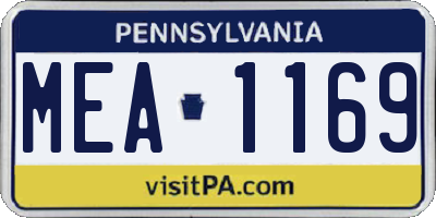 PA license plate MEA1169