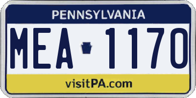 PA license plate MEA1170