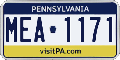 PA license plate MEA1171