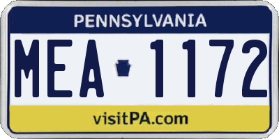 PA license plate MEA1172