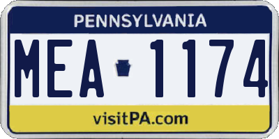 PA license plate MEA1174