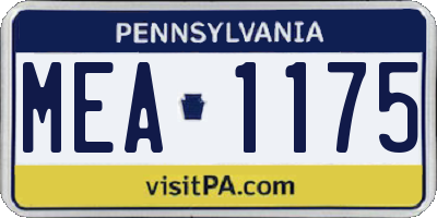 PA license plate MEA1175