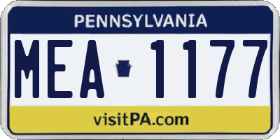 PA license plate MEA1177