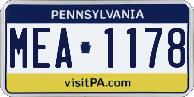 PA license plate MEA1178