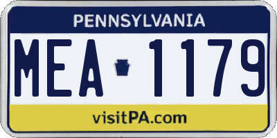 PA license plate MEA1179
