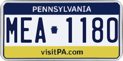 PA license plate MEA1180