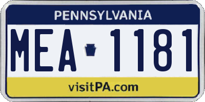 PA license plate MEA1181