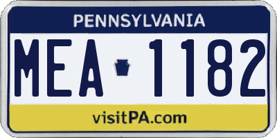 PA license plate MEA1182