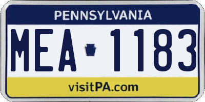 PA license plate MEA1183