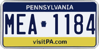 PA license plate MEA1184