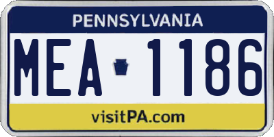 PA license plate MEA1186