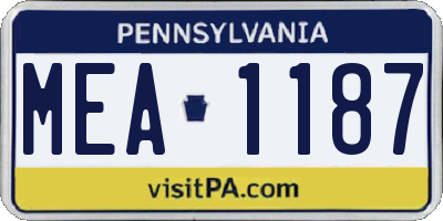 PA license plate MEA1187