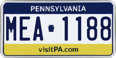 PA license plate MEA1188