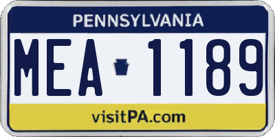 PA license plate MEA1189