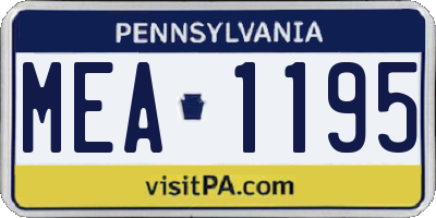 PA license plate MEA1195